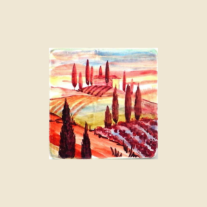 Square tile  cm 10 x 10  Landscape pattern