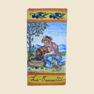 Rectangular tile cm  30 x 15 History of the making of Oil  - The Harvest