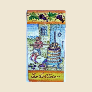 Rectangular tile cm  30 x 15 History the making of wine -  The press