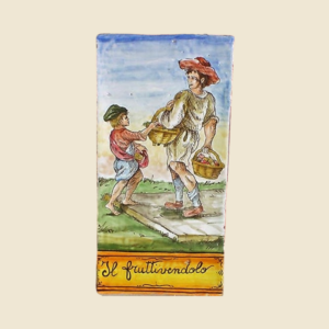 Rectangular tile  cm  30 x 15 series the ancient Crafts - the  Greengrocer