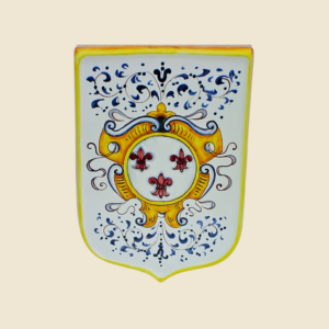 Shield shaped tile  cm 25 x cm 18 cote of arms