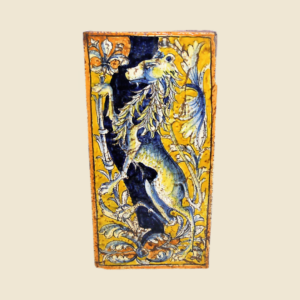 Rectangular tile cm  30 x 15 series Cote of Arms - Lion with fleur de lys (Copia)