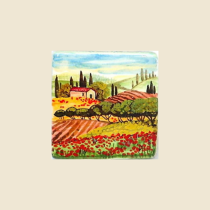 Square tile cm 10 x 10 landscape pattern