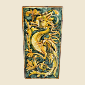 Rectangular tile cm  30 x 15 series Cote of arms - Grifone green background