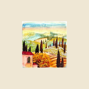 Square tile cm 10 x 10  landscape pattern