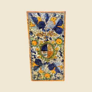 Rectangular Tile cm  30 x 15 Flower cote of arms and blue leaves