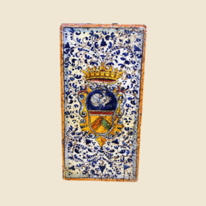 Rectangular tile cm  30 x 15 Peacock cot of arms and blue wirls