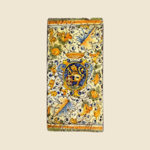Rectangular tile cm  30 x 15 Lion cote of arms and leaves