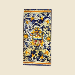 Rectangular tile  cm  30 x 15 Cote of arms and  Montelupo leaves