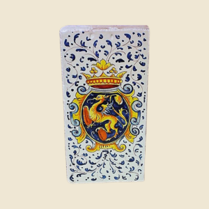 Rectangular tile cm  30 x 15 Griffin cote of arms asnd blue swirls