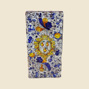 Rectangular tile cm  30 x 15 Cote of arms Peruzzi and Montelupo Blue leaves