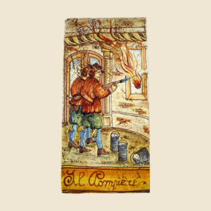 Rectangular tile cm  30 x 15 series the ancient Crafts -  the Fireman