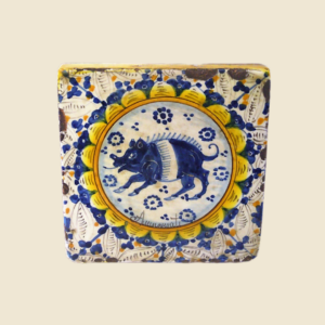 Square tile cm 15 x 15  animal pattern -  boar