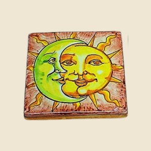 Square tile cm 15 x 15  sun and moon pattern -