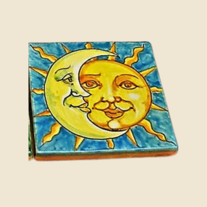 Square tile  cm 15 x 15  sun and moon pattern