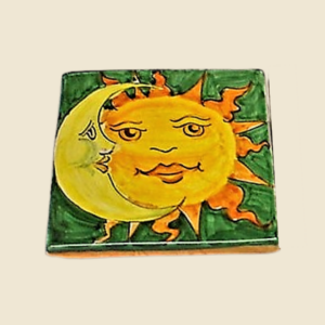 Square tile cm 15 x 15  sun and moon pattern