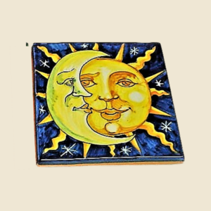Square tile cm 15 x 15  sun and moon pattern