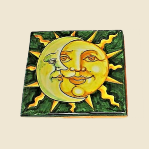 Square tile cm 15 x 15  sun and moon pattern